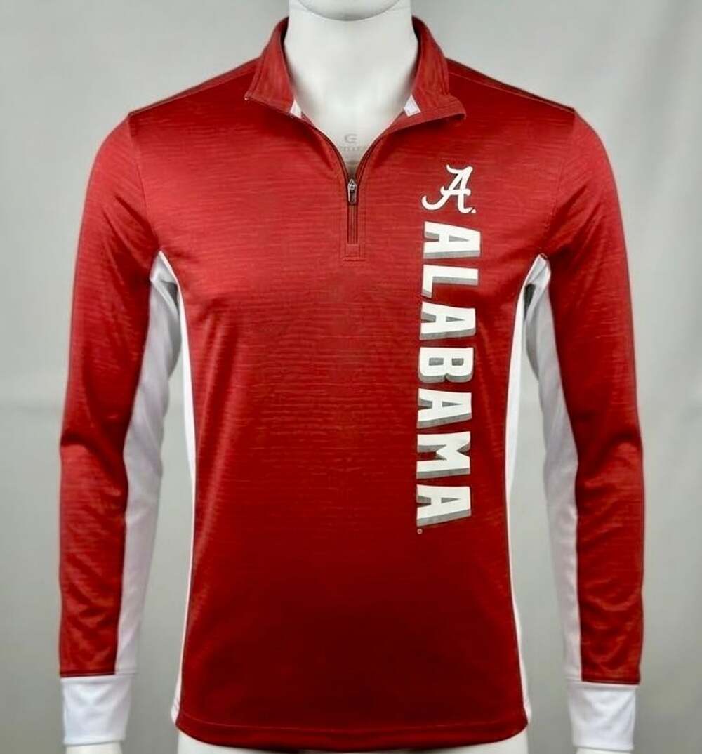 Colosseum Men's University Of Alabama Crimson Tide 1/4 Zip Athletic Top Red Size